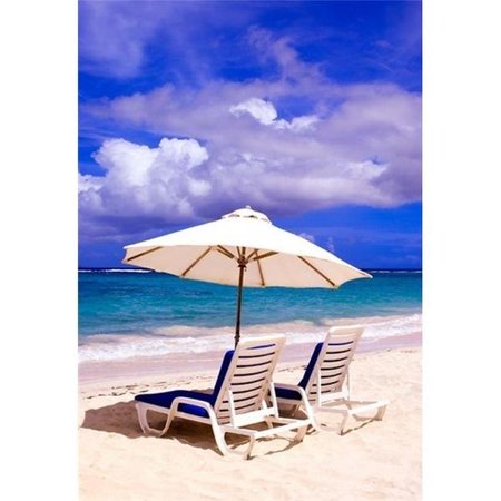 THINKANDPLAY Umbrellas On Dawn Beach St Maarten Caribbean Poster Print by Michael Defreitas; 24 x 36 TH476044